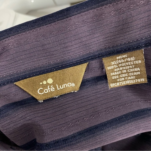 Cafe Luna Men’s Dark Purple Striped Dress Shirt - Picture 5 of 6
